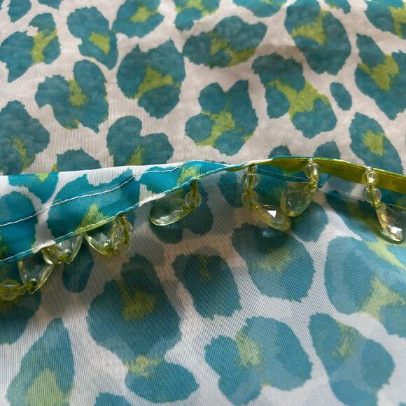 Y2K Green & White Leopard Print Single Panel Valance Curtain - Picture 3 of 3